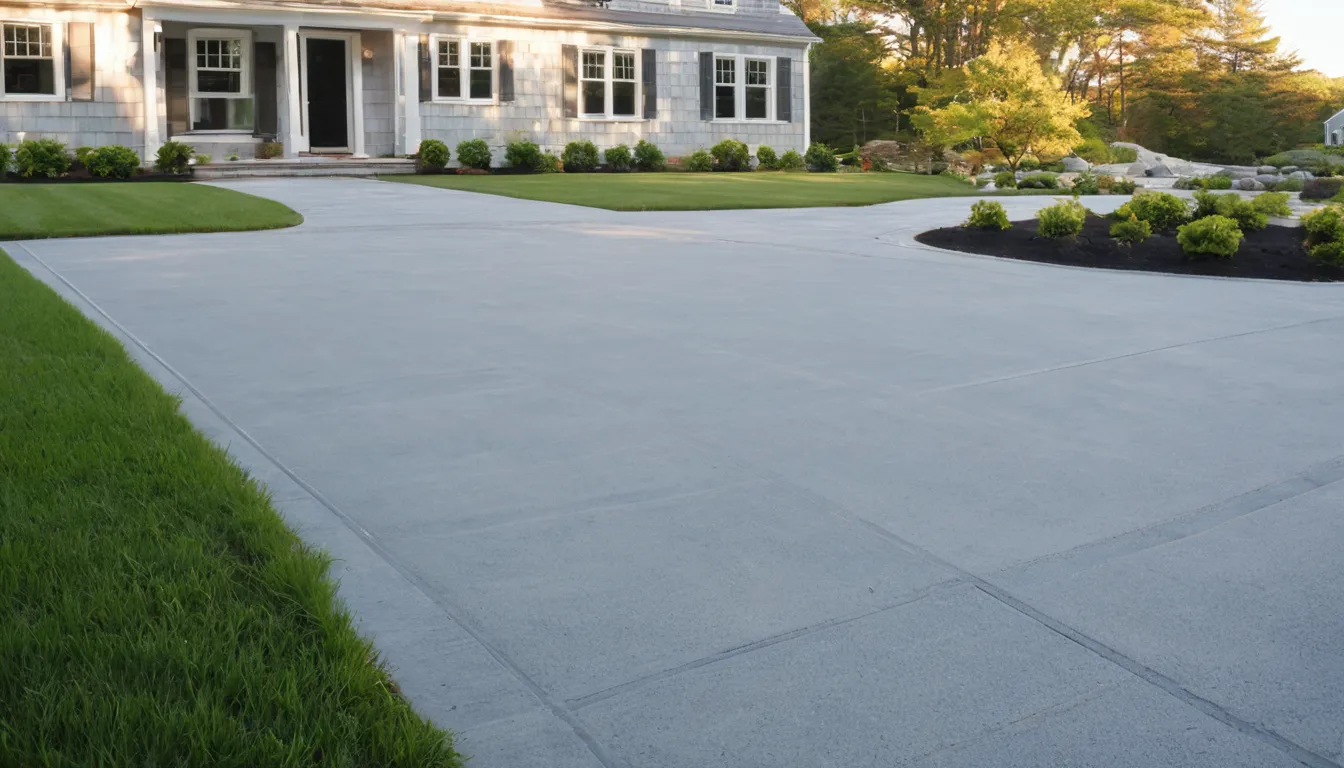 A fresh concrete driveway beside a home in Waterbury